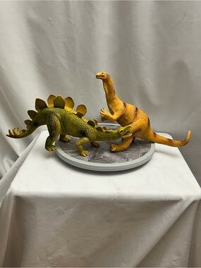Lot of 2 Large Dinosaur Figures Stegosaurus & Brachiosaurus Toy Figures